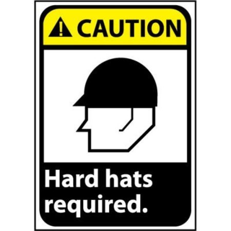 NATIONAL MARKER CO Caution Sign 14x10 Rigid Plastic - Hard Hat Required CGA28RB